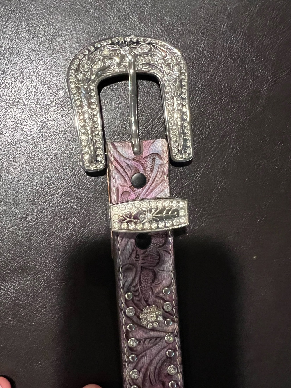 Decorative Pink Floral Rhinestone Buckle belt